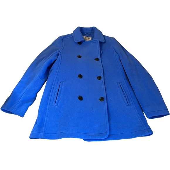 L.L. Bean Jackets & Blazers - LL Bean Womens Fleece Pea Coat Beautiful Blue Medium Excellent Condition